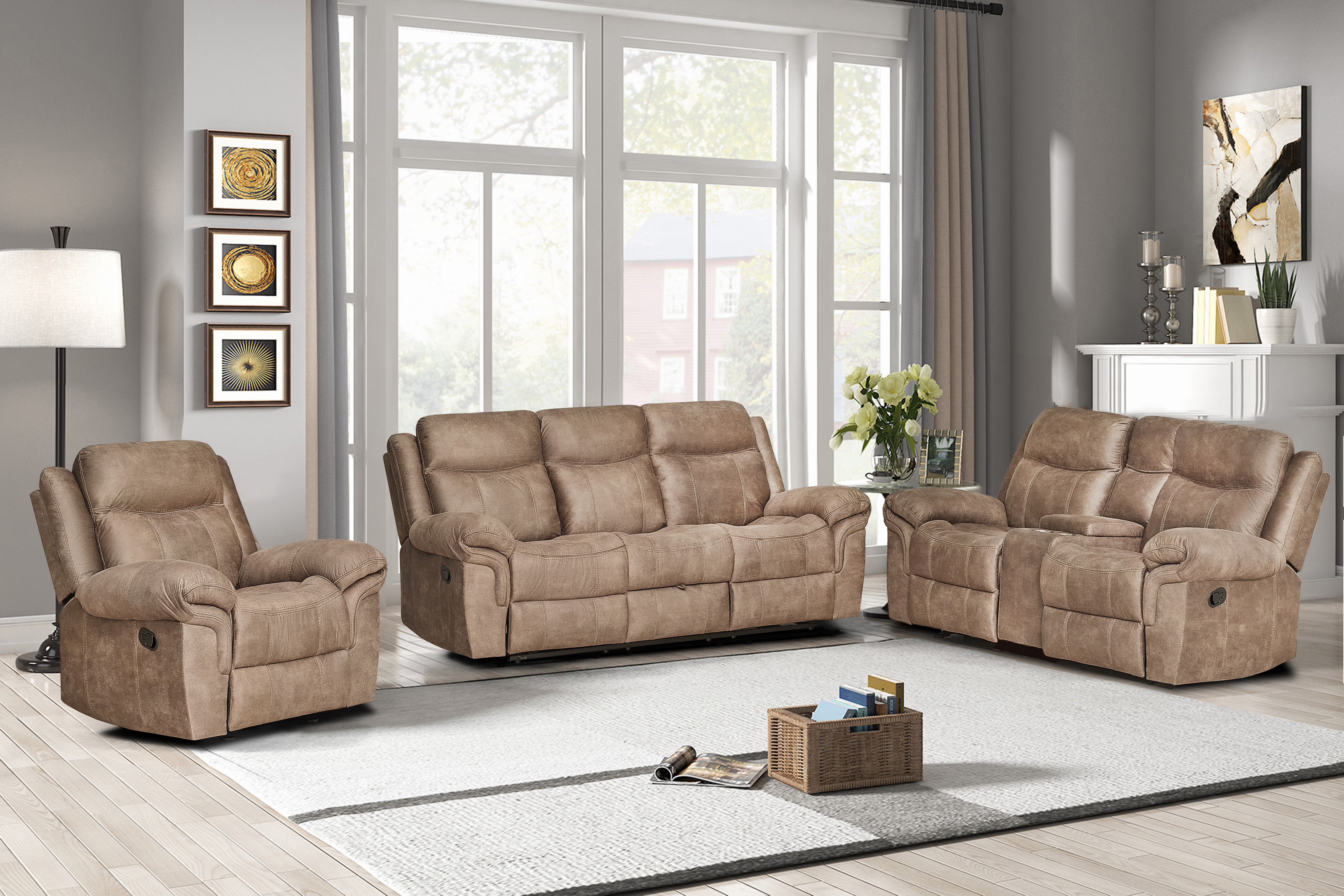 6021 - CONSOLE LOVE SEAT / USB & CHARGER AND STORAGE BROWN