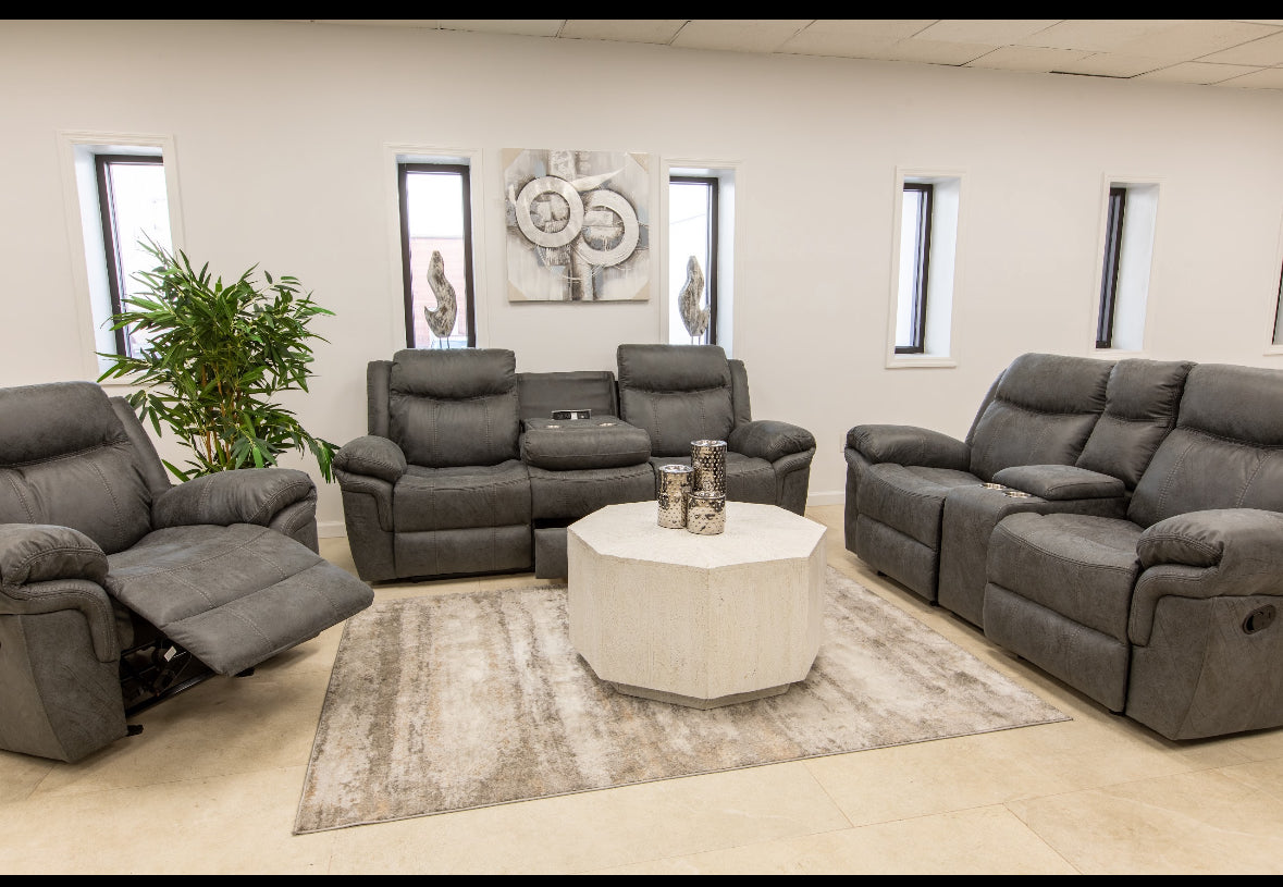 6021 - CONSOLE LOVE SEAT / USB & CHARGER AND STORAGE GRAY