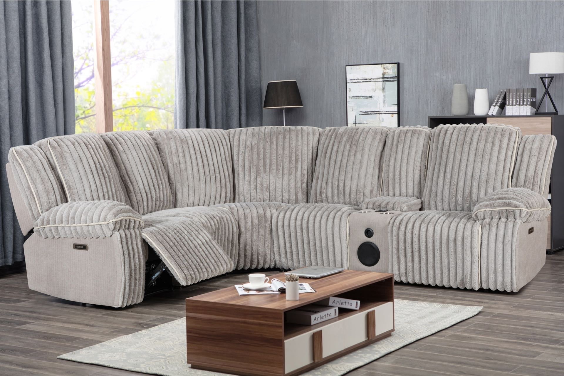 UM1010 SILVER RECLINER SECTIONAL